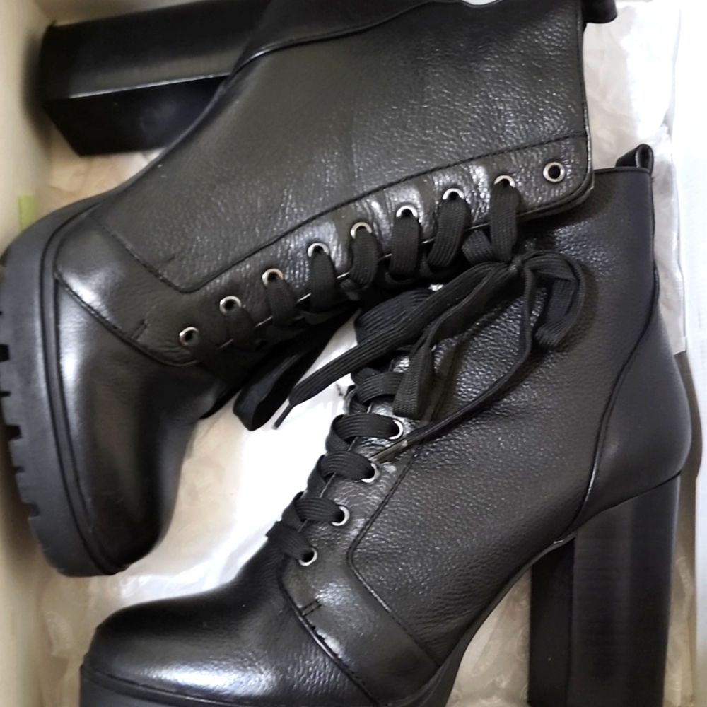 Black Lace up Combat boot